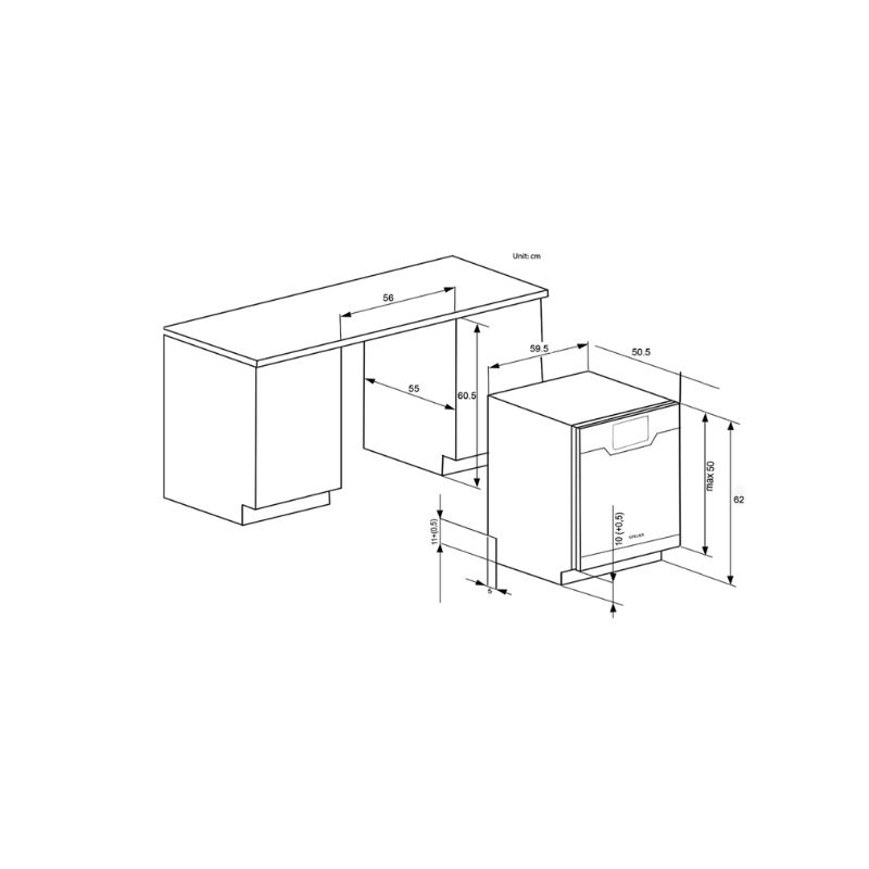 Máy rửa bát Spelier SP 08 UOZ 9 Kích thước máy rửa bát Spelier SP-08 UOZ